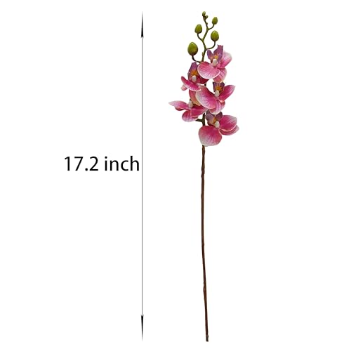 ATFL 8 Pack Pink Orchid Artificial Flowers Real Touch, 22'' Artificial Fake Faux Silk Orchid Stem Bouquets for Wedding Party Home Garden Decor,Orquideas Artificiales para Decora - color: Pink