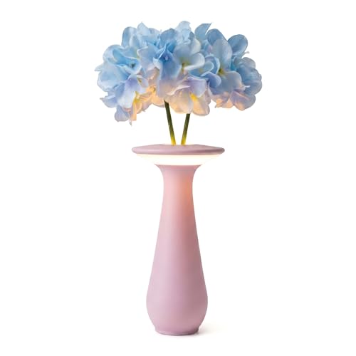 Rechargeable Vase Lamp, Cordless Flower Table Lamp | Portable LED Small Night Light, For Restaurant & Dining Room, For Bedroom Office, Unique Birthday Gifts for Women - color: Pink