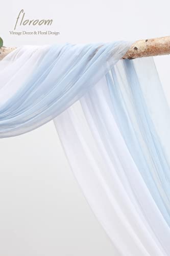 Floroom Arch Flowers with Drapes Kit (Pack of 4) - 2pcs Artificial Dusty Blue & Navy Blue Floral Swag Arrangement with 2pcs Draping Fabric for Wedding Ceremony Arbor and Reception Backdrop Decoration - color: Dusty Blue & Navy Blue