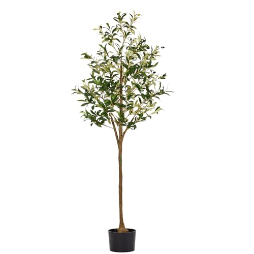Artificial Olive Trees Indoor 6ft, Faux Olive Tree 6 Feet Fake Plants with Realistic Leaves Olive Silk Tree Home Bedroom Housewarming Gifts - color: 6ft
