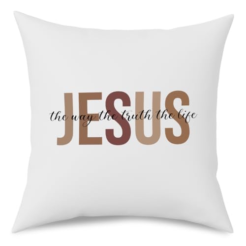 Fokongna Jesus Decoration Pillow Covers 18 x 18 Inch Christian Home Decor,Christian Gifts Prayer Room for Women Men Jesus Gifts, Religious Home Decor Bedroom and Living Couch Pillow Covers - color: Jesus Pillow