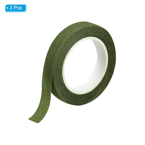 PATIKIL Floral Tape 1/2" x 20 Yard / 12mm x 20m, 3 Pack Flower Wrap Adhesive Tape for Bouquet Stem Wrapping, Grass Green - color: Grass Green
