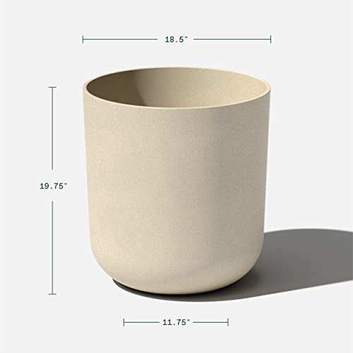 Veradek Mason Series Lima Planter - Round Planter for Indoor or Outdoor Porch/Garden | Made from Plastic-Stone Composite with Drainage Holes | Modern Décor for Succulents, Flowers, Small Plants - color: Sand, size: 20 inches - 2 Pack with Saucers