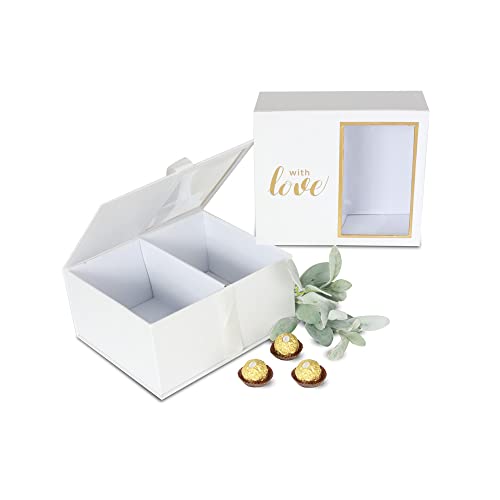 UNIKPACKAGING Premium Quality Square Shape Flower Box, Gift Boxes for Luxury Flower and Gift Arrangements, Set of 2 pcs (White)
