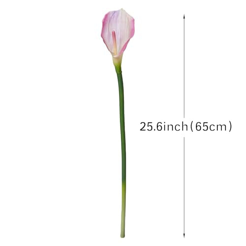DUYONE Artificial Flowers Calla Lilly 25.6'' Large Fake Bouquet Long Stem Plants 5 Pcs for Home,Living Room,Bedroom,Dining Table,Office,Weddings Party Garden Décor(Pink) - color: (No Vase) 5pcs Pink