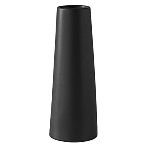 Black Ceramic Vase, 8.5 Inch Flowers Vase for Pampas Grass, Rustic Table Vase for Centerpieces, Simple Modern Vase for Home Office Decor - Matte Black - color: Black, size: Medium: 8.5 inches