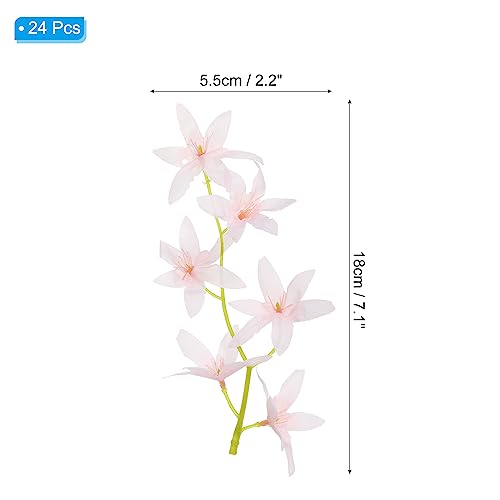 PATIKIL 7 Inch Artificial Orchid Flower, 24 Pcs Floating Candles Simulation Flower Cylinder Vase Fillers for Home Wedding Decoration, Pink - color: Pink