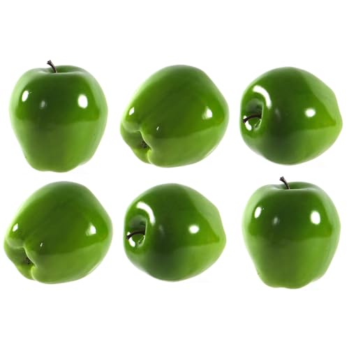 Vasefill 6-Pack Artificial Green Oval Apple Plastic Apples Fruit Six Pieces Fake Manzana - color: Apple (Green Oval)