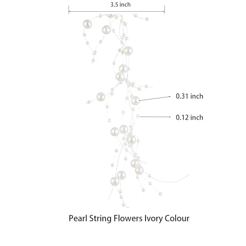 13Feet Pearl String Spool Roll for Floating Candles Faux Pearls Strands Garland for Vase Filler Wedding Centerpiece Christmas Table Decor (Ivory) - color: Ivory