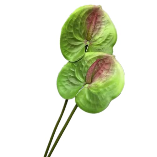 8pcs Artificial Anthurium Flower Single Stem 60cm Long, Green Faux Flamingo Lily Plant with Realistic Leaves, Fake Tropical Flowers for Home Decor Wedding Vase Arrangement - color: Green