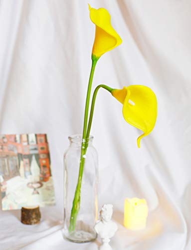 DuHouse 20Pcs Artificial Calla Lily Flower Real Touch Latex Flowers for DIY Wedding Bouquet Party Home Decor (Yellow) - color: Yellow, size: 20pcs