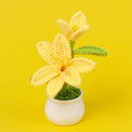 Crochet Lily Flowers, 2pcs Handmade Knitted Plant Artificial Lily Flowers Gift to Family and Friends, Home Wedding Office Desk Cafe Decoration (Yellow) - color: Lily-yellow