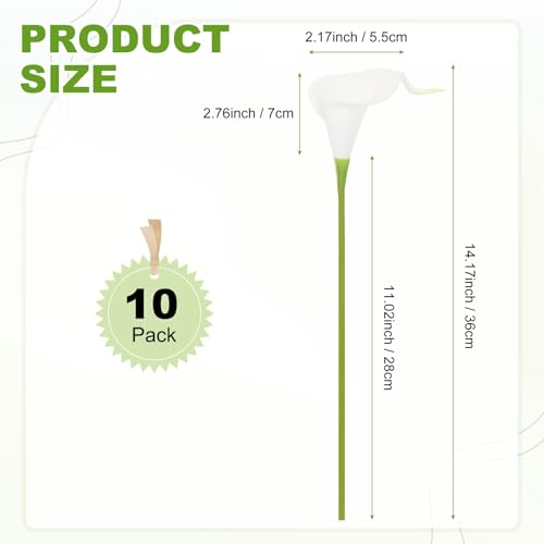 M METERXITY 10-Pack White Artificial Calla Lily Flowers,14 Inch Faux Calla Lily PU Bouquets Real Touch Faux Flowers for Home/Wedding/Christmas/Party - color: White