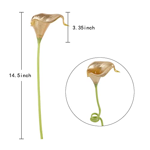 IPOPU Gold Flowers, 24pcs Gold Calla Lilies Artificial Flowers for Decoration for DIY Wedding Bouquets Centerpieces Bridal Shower Party Home Flower Arrangement Decorations (Golden) - color: Golden
