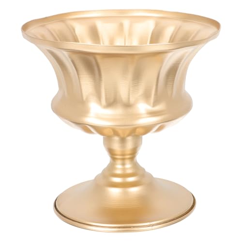 SEWACC Flower Vase Iron Flower Pot Vintage Urn Planter Floral Arrangement Pot for Home Office Window - color: Golden