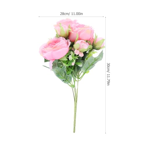 Abaodam Artificial Peony Flowers 4pcs Pink Fabric Simulation Peony Heads DIY Table Centerpiece Plastic Plants for Wedding Party Home Decoration