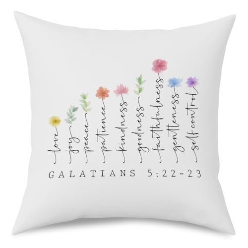 Fokongna Bible Verse Pillowcase 5:22-23 The Fruit Christian Faith Decor Script 18 x 18 Inch Throw Pillow Covers for Bedroom Living Room Couch Bed Sofa, Floral Decor Pillowcase - color: Religious Gifts