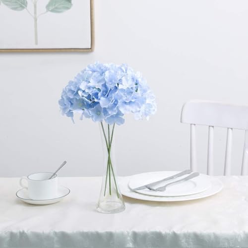 Fake Blue Hydrangea Artificial Flowers - Faux Silk Hydrangeas Flowers Heads with Stems Real Touch for Home Wedding Party Table Decor(Blue,Pack of 10) - color: Blue