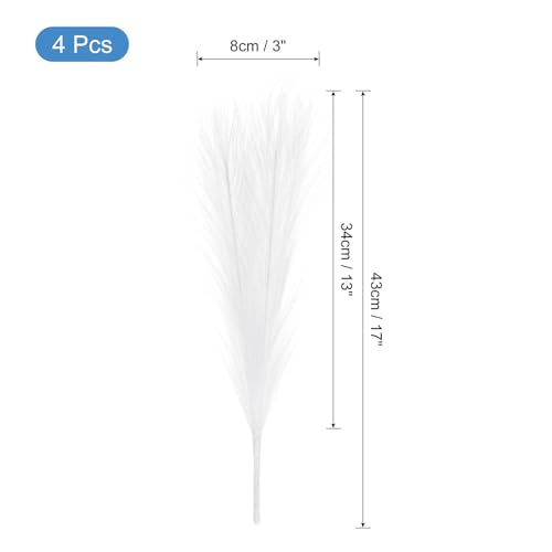 uxcell 4pcs Faux Pampas Grass 17 Inch 6 Stem Artificial Fake Dried Pampas Grass Decor for Floor Vase Filler, Wedding Decoration, Home Decoration, White - color: Maple Red