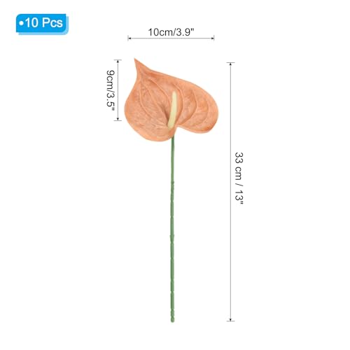 PATIKIL 13" Artificial Anthurium Lily Flowers, 10 Pack Permanent Flower Floral Arrangements Bouquet for Home Decor Bridal Wedding Festival Party, Dark Yellow - color: Dark Yellow