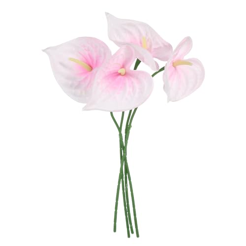 uxcell 4Pcs 11inch Artificial Anthurium Lily Flowers, Permanent Flower Bouquet for Home Arrangements Wedding Festival Decoration Crafts Store Decor Accessories, Light Pink - color: Light Pink