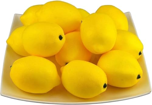 6Pcs Yellow Artificial Lemons,Fake Fruit for Party Christmas Kitchen Home Lifelike Wedding Beverage Shop and Fruit Store Simulation Decoratio,Artificial Plants Flowers and Fruit