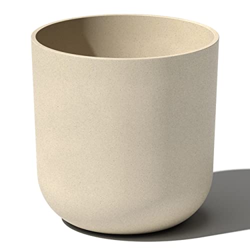 Veradek Round Lima Plastic Planter Pots for Indoor/Outdoor Garden Use, Sand Color, 5 Year Warranty - color: Sand, size: 15 inches