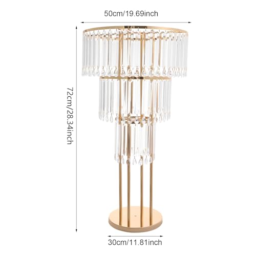 2Pcs 3 Tiers Wedding Centerpieces Vase, 28.34" Tall Wedding Centerpieces Crystal Flower Stand, 3-Tier Crystal Vase with 11.81" Round Base for Party Event Home Decoration (Gold) - color: 3 Tiers+gold+11.81" Round Base
