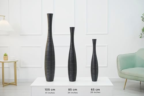 Leewadee Decorative Tall Floor Vase for Living Room Decor, 34 inches, Black, Resin - color: Black, size: 34 inches