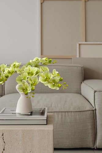 5 Artificial Orchid Flower Stems 18 Inches Real Touch Faux Phalaenopsis Stems Fake Orchid Flowers Arrange for Wedding Bridal Bouquets Home Office Indoor Decorations (Green) - color: Green