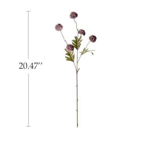 Laelfe Artificial Kiku Flower - 5 Pcs Fake Pompon Mums Silk Small Chrysanthemum Faux Ball Fall Flower Stem Decor for Autumn Wedding Filler DIY Bouquet Centerpieces Arrangements Shower (Grey Purple) - color: Grey Purple