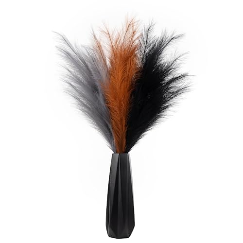 Pampas Grass Decor Tall, 43"/110cm Faux Pampas Grass 6 Stems Large Pompass Grass Branches Tall Bulk Boho Flower Arrangement for Home Room Wedding Party Decor - color: Black& Yellow Curry& Light Gray