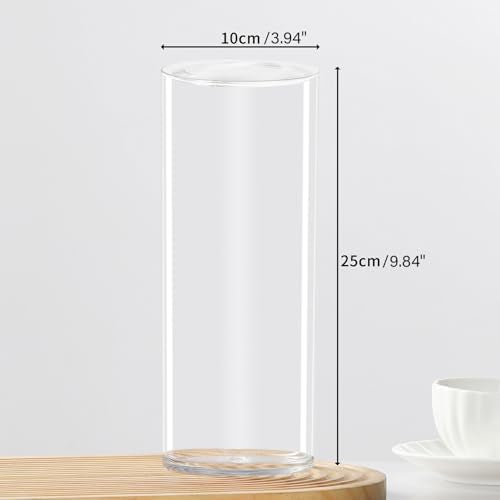 Flower Vase Acrylic Cylinder,9.84" Tall Clear Vase for Centerpieces,Wedding Decorative,Home Décor, Non Breakable Plastic, 3.94"X9.84" Tall Round - Clear - size: Single - 3.94"x9.84"