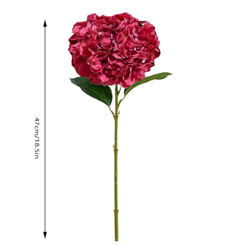 8Pcs Fake Flowers Silk Hydrangea Artificial Flowers Bouquets Faux Hydrangea Stems for Home Table Centerpieces Wedding Party Decoration - color: Fuchsia