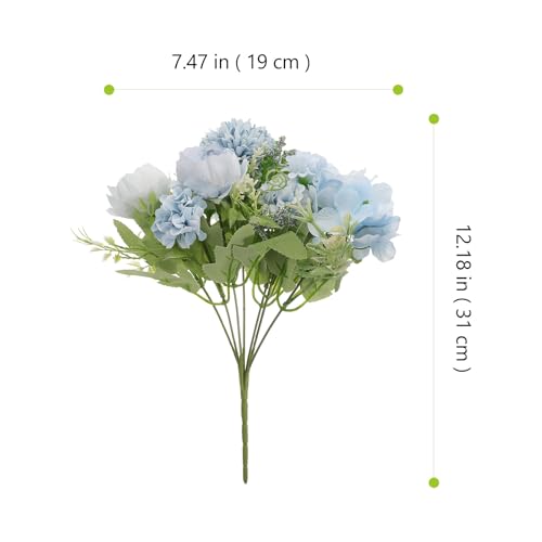 Artificial Peony Bouquet Faux Floral Decorations 7-Branch Purple Hydrangea Stem Silk Flowers for Home Table Centerpiece Wedding Party Decor