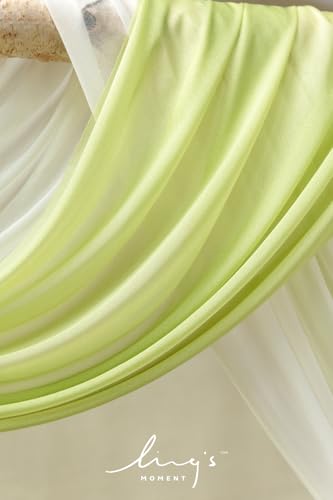 Ling's moment Wedding Arch Flowers Kit Pack of 4, 2pcs Hanging Artificial Flower Arrangements 2pcs Chiffon Drapes, Spring Ceremony Reception Fake Rose Arbor Backdrop Floral Outdoor Decor, White Green - color: Wht-white & Lily & Olive