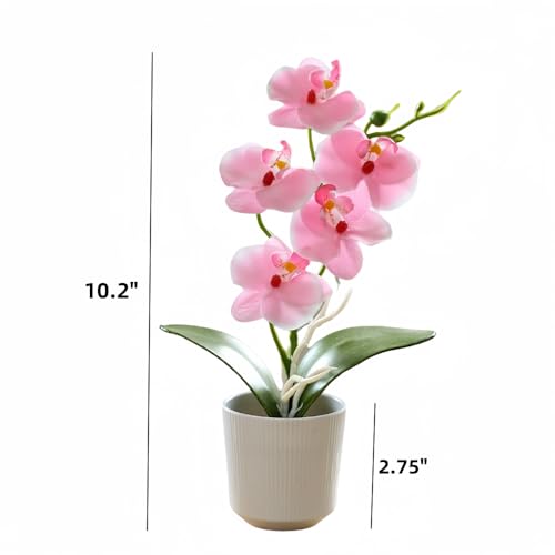 10.2" Orchids Artificial Flowers Fake Orchid Plant Potted Butterfly Orchid Silk Flowers Decor for Home Living Room Bathroom Wedding Office Decoration (Pink) - color: Pink
