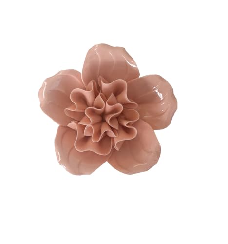 Ceramic Flower Wall Art, Artificial Flower Wall Sculpture，Handcrafted 3D Hanging Porcelain Flowers ,3D Wall Hanging Decor ,Porcelain Flower Wall Décor for Home，Hallway，Kitchen，Office (Orange，Rhododendron, 2.76") - color: Orange，Rhododendron, size: 2.76"