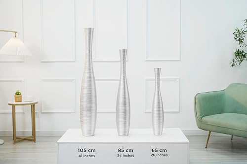 Leewadee Decorative Tall Floor Vase for Living Room Decor, 34 inches, Silver, Resin - color: Silver, size: 34 inches