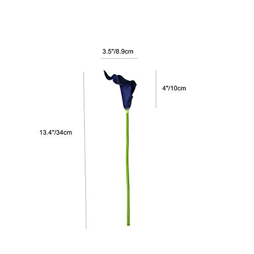 ONLY ART Artificial Royal Blue Calla Lily 20pcs – 13.5" PU Faux Flowers with Flexible Stems, Soft Texture, for New Year and Valentine's Day Home, Wedding & DIY Decor - color: Royal Blue