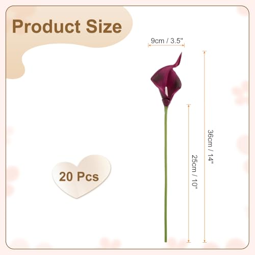 HARFINGTON 20pcs Artificial Calla Lily Fake Silk Flowers Bouquet Real Touch for Home Garden Wedding Party Decoration, Bright Purple - color: Bright Purple