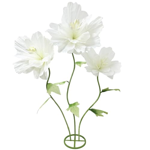 Giant Flowers Big Artificial Decorations, Large Fake Flower Arrangements Faux Floral Decor for Home Office Wedding Reception Birthday Party Photography Props Shop Window Displays Banquet, White - color: White