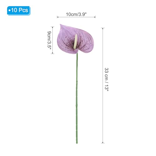 PATIKIL 13" Artificial Anthurium Lily Flowers, 10 Pack Permanent Flower Floral Arrangements Bouquet for Home Decor Bridal Wedding Festival Party, Dark Purple - color: Dark Purple