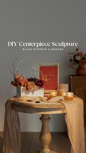 Ling's moment Fake Flowers Box, Faux Artificial Greenery Stems Foam Roses Silk Peony Eucalyptus Fabic Flower for Centerpieces Bouquet Wedding Vase Floral Decorations, Black & Orange, Grand Combo - color: Blk-black & Orange, size: Grand