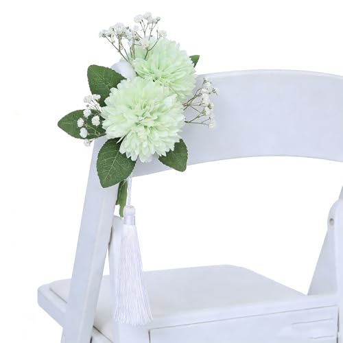 Kimura's Cabin 20Pcs Fake Chrysanthemums Artificial Flowers Silk Faux mums Flower with Stem Ball Flowers for Wedding Bouquets Party Arrangement Spring Home Table Centerpieces Decoration (Light Green) - color: Light Green Colour