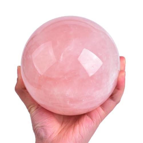 Large Rose Quartz Crystal Sphere Natural Pink Healing Crystal Ball with Stand Meditation Decorative Balls Home Decor 120-130mm/4.7-5.1" - color: Rose Quartz, size: 120-130mm/4.7-5.1"