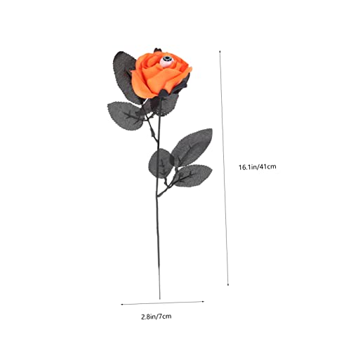 Ipetboom 5Pcs Halloween Creepy Faux Roses with Iron Cloth Plastic Halloween Flowers for Spooky Party Decorations Haunted House Accents Pumpkin Yellow with Beads