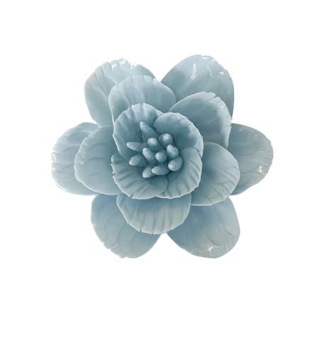 Ceramic Flower Wall Art, Artificial Flower Wall Sculpture，Handcrafted 3D Hanging Porcelain Flowers ,3D Wall Hanging Decor ,Porcelain Flower Wall Décor for Home，Hallway，Kitchen，Office (Blue,Cherry Blossoms, 3.54") - color: Blue,Cherry Blossoms, size: 3.54"