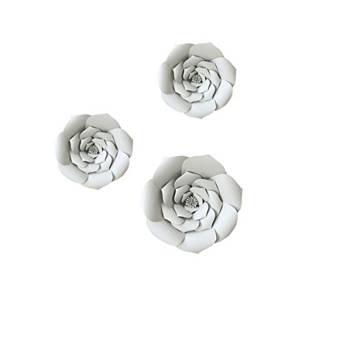 N/C 3pcs Party Paper Flower Wedding Flower Backdrop Decorations DIY Handcrafted Flower for Wedding Backdrop Nursery Wall Decoration (Flower-1, Grey) - color: Grey, size: Flower-1
