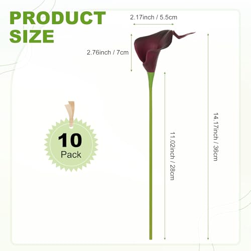 M METERXITY 10-Pack Black Purple Artificial Calla Lily Flowers,14 Inch Faux Calla Lily PU Bouquets Real Touch Faux Flowers for Home/Wedding/Christmas/Party - color: Black Purple
